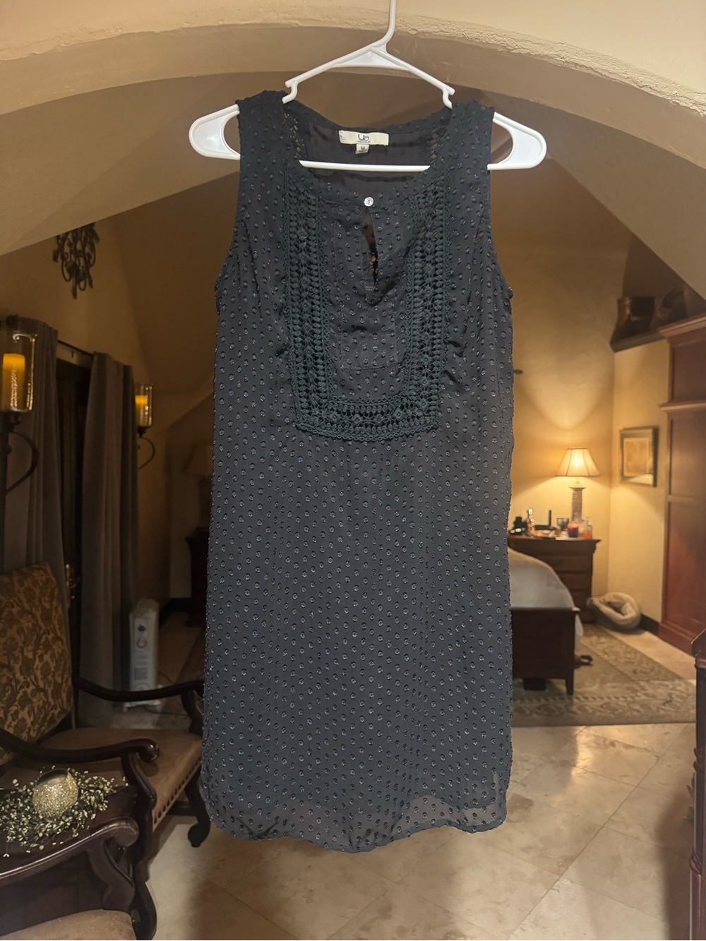 UB Los Angeles Sleeveless Black Dress with Textured Fabric - Size Medium